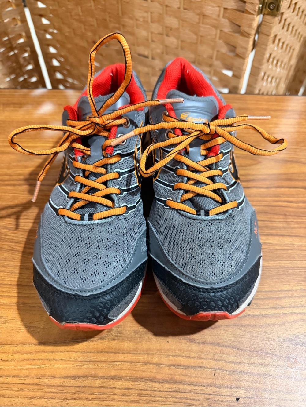 Women’s Gray and Orange Lace-Up Running Sneakers